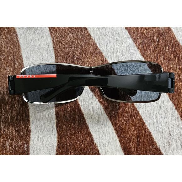 Vintage Authentic Y2K Prada SPS 52E Wrap Around Shield Black Rave Sunglasses - Picture 2 of 10